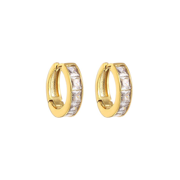 Elegant Minimalist Zircon-Inlaid Stud Earrings