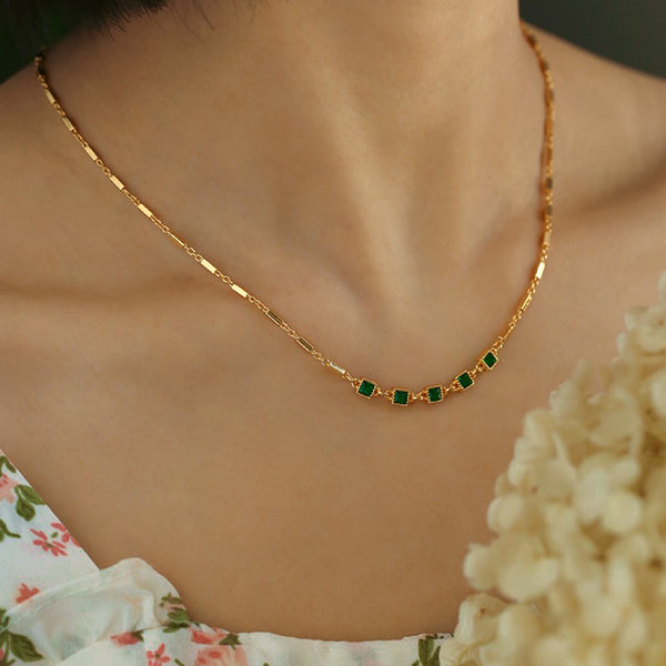 Vintage emerald zircon necklace